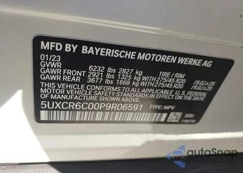 2023 BMW X5 xDrive40I z USA, uszkodzony, nr VIN 5UXCR6C00P9R06591